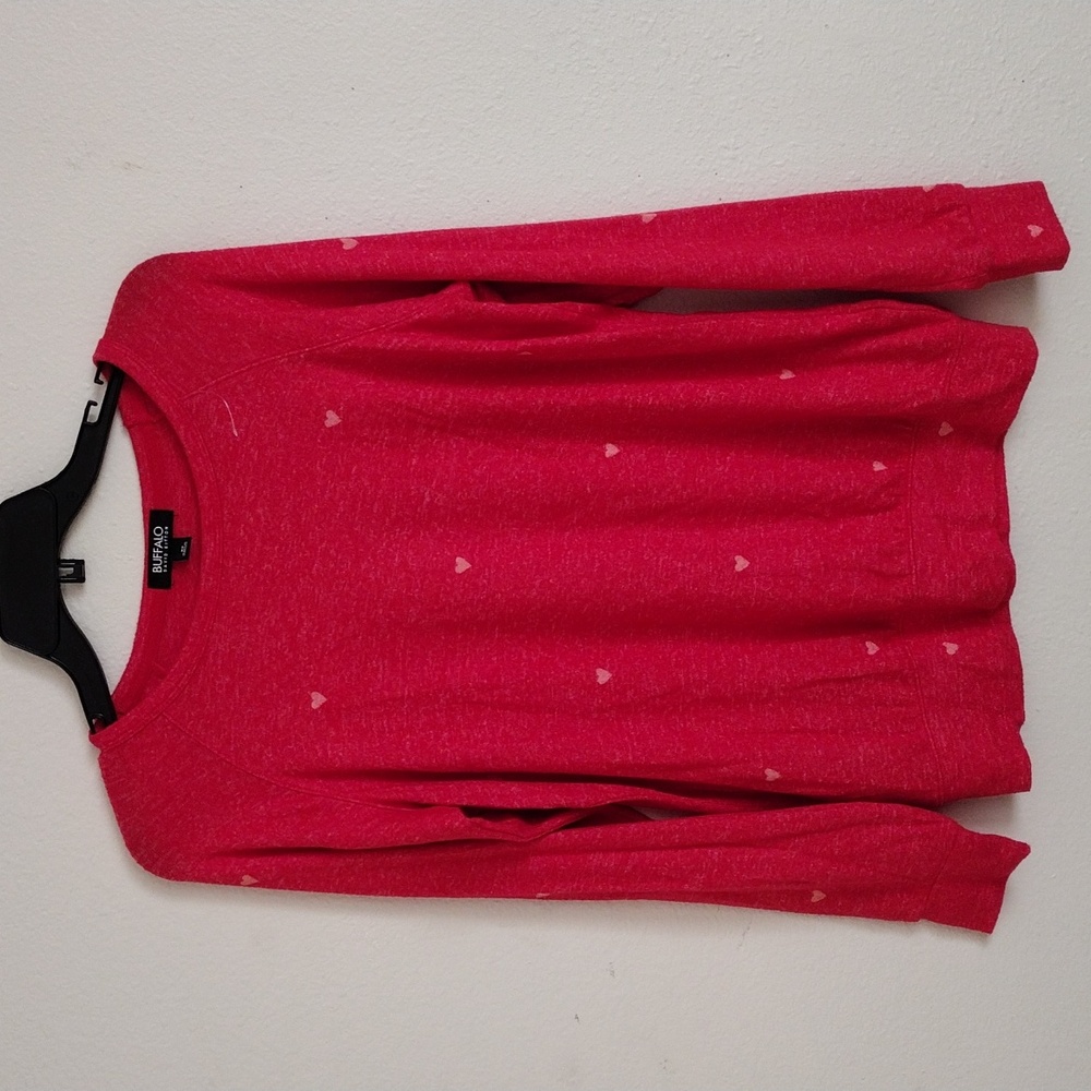 Buffalo David Bitton red sweatshirt with cream color heart print size XS